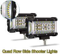 🚚✨ 264w 5-inch quad row led pods - dually sided side shooter spot flood combo off-road light bar with led work light for pickup truck, atv, utv, suv, boat logo