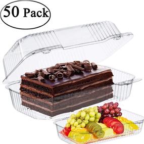 img 1 attached to 🎂 The Bakers Pantry Clear Hinged Lid Cake Roll Container (Pack of 50): Ideal for Loaf, Deep Cookies, Donut, and Sandwiches - Disposable, Plastic Clamshell Food Containers