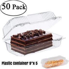 img 3 attached to 🎂 The Bakers Pantry Clear Hinged Lid Cake Roll Container (Pack of 50): Ideal for Loaf, Deep Cookies, Donut, and Sandwiches - Disposable, Plastic Clamshell Food Containers