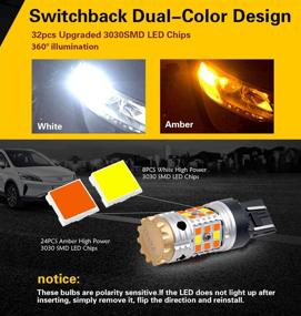 img 2 attached to 🌈 LASFIT 7443 LED Bulb Switchback 7444 T20: Dual Color Amber Turn Signal & White Daytime Running Light (Pack of 2)