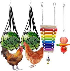 img 4 attached to 🐔 4PCS Xylophone Chicken Toy with Vegetable Skewer Fruit Holder for Hens - Fun & Healthy Pet Treating Tool
