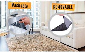 img 1 attached to 🔒 ActFun Non Slip Rug Grippers - Reusable Washable Rug Tape for Area Rugs Underlay, Floor Mats & Hardwood Floors - 4pcs, Black (Not Compatible with Rubber or Silicone Backed Carpets)