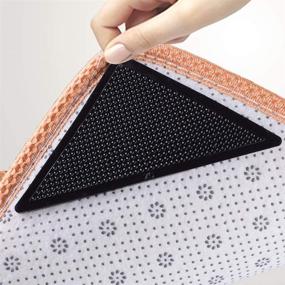 img 4 attached to 🔒 ActFun Non Slip Rug Grippers - Reusable Washable Rug Tape for Area Rugs Underlay, Floor Mats & Hardwood Floors - 4pcs, Black (Not Compatible with Rubber or Silicone Backed Carpets)