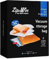 jumbo zip&amp;win vacuum storage bags - 35''x48'' - pack of 6 - 🧺 space saver bags for seasonal clothes, duvets, pillows, blankets - includes free shopping bag логотип