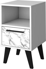 img 1 attached to 🌃 Amsterdam Ultra Modern White Marble 1-Drawer Bedroom Nightstand by Manhattan Comfort