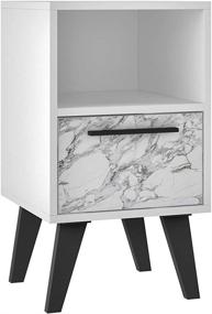 img 4 attached to 🌃 Amsterdam Ultra Modern White Marble 1-Drawer Bedroom Nightstand by Manhattan Comfort