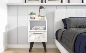 img 3 attached to 🌃 Amsterdam Ultra Modern White Marble 1-Drawer Bedroom Nightstand by Manhattan Comfort