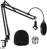 🎙️ innogear blue yeti mic stand – heavy duty microphone stand with windscreen and dual layered pop filter – suspension boom scissor arm stands for blue spark and other mics – size: medium logo