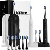 🦷 aquasonic duo dual handle ultra whitening 40,000 vpm wireless charging electric toothbrushes - 3 modes with smart timers - 10 dupont brush heads & 2 travel cases included for enhanced seo logo