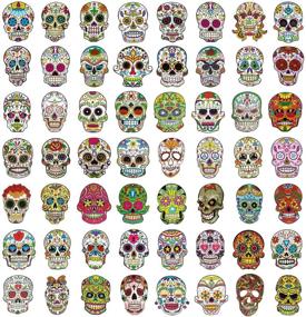 img 3 attached to 🎃 Colorful Mexican Day of The Dead Stickers - Sugar Skull Vinyl Decals for Teens - Waterproof Laptop, Skateboard & Water Bottle Stickers - Halloween Party Favor Supplies - Luggage, Bike, and More! (50pcs)