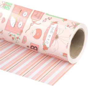 img 4 attached to Premium Reversible Wrapping Paper - 24 inch X 65.6 feet Jumbo Roll with Baby Girl Design, Ideal for Kids Birthday, Parties, Holidays, and Baby Showers