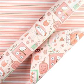 img 3 attached to Premium Reversible Wrapping Paper - 24 inch X 65.6 feet Jumbo Roll with Baby Girl Design, Ideal for Kids Birthday, Parties, Holidays, and Baby Showers