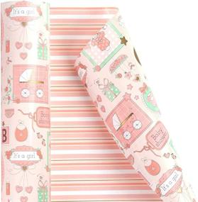 img 2 attached to Premium Reversible Wrapping Paper - 24 inch X 65.6 feet Jumbo Roll with Baby Girl Design, Ideal for Kids Birthday, Parties, Holidays, and Baby Showers