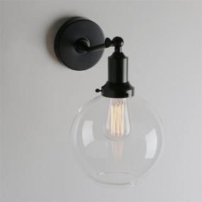 img 1 attached to Permo Industrial Vintage Slope Pole Single Sconce: Stylish Wall Mount Light Fixture with Clear Glass Shade (Black)