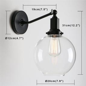 img 3 attached to Permo Industrial Vintage Slope Pole Single Sconce: Stylish Wall Mount Light Fixture with Clear Glass Shade (Black)