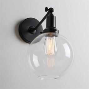 img 2 attached to Permo Industrial Vintage Slope Pole Single Sconce: Stylish Wall Mount Light Fixture with Clear Glass Shade (Black)