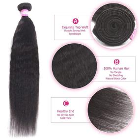 img 1 attached to 💇 Odir Kinky Straight Human Hair Bundles - 14 16 18 Inches, Unprocessed 8A Brazilian Yaki Straight Virgin Hair Weave - 3 Bundles of Kinky Straight Hair Weft, 300g - Natural Black