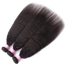 img 2 attached to 💇 Odir Kinky Straight Human Hair Bundles - 14 16 18 Inches, Unprocessed 8A Brazilian Yaki Straight Virgin Hair Weave - 3 Bundles of Kinky Straight Hair Weft, 300g - Natural Black