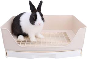 img 4 attached to RUBYHOME Oversize Rabbit Litter Box with Drawer: Corner Toilet Box for Adult Guinea Pigs, Chinchilla, Ferret, Galesaur, Small Animals - 16.9 inch Long