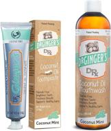 🥥 dr. ginger's coconut oil oral care duo - coconut mint toothpaste (4 oz) + mouthwash (12 oz) logo
