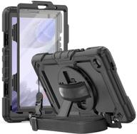 🔒 premium herize samsung galaxy tab a7 lite case 2021 with screen protector - full body shockproof protective case for tab a7 lite 8.7 inch sm-t225/t220 - durable rugged rubber case with hand strap, shoulder strap logo