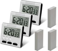 ⏱️ 3 pack black digital kitchen timer - hour minute second count up countdown, big digits, loud alarm, magnetic backing, retractable stand logo