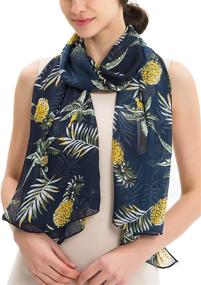 img 4 attached to Lightweight Headband Pashminas Accessary Navy_Pineapple