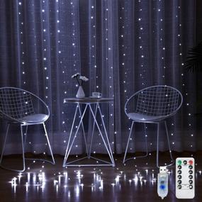 img 4 attached to 💡 YONGHE 300LED Curtain String Lights USB Powered 8 Modes Remote 9.8x9.8ft for Window Bedroom Wedding Christmas Party Decoration, Fairy Twinkle Lights