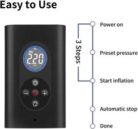 img 1 attached to Удобный и мощный: мини-насос для накачивания шин 4000 мАч с цифровым манометром, беспроводной и перезаряжаемый для велосипедов, мотоциклов, мячей, средств для плавания - 150 PSI