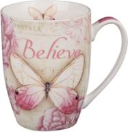 🦋 inspirational butterfly mug – botanic pink butterfly coffee mug with mark 9:23, bible verse mug for men and women – christian gifts and 12-ounce ceramic cup for coffee lovers logo