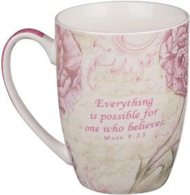 img 2 attached to 🦋 Inspirational Butterfly Mug – Botanic Pink Butterfly Coffee Mug with Mark 9:23, Bible Verse Mug for Men and Women – Christian Gifts and 12-ounce Ceramic Cup for Coffee Lovers