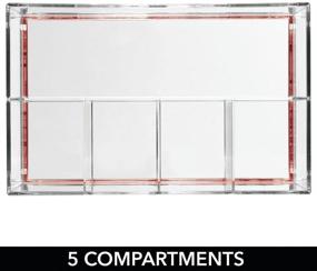 img 2 attached to 💄 mDesign Clear/Rose Gold Plastic Makeup Storage Organizer - 5 Sections for Bathroom Countertops - Vanity Holder for Cosmetic Brushes, Lip Pencils, Gloss, Eye Shadow Palettes, Foundation Pens