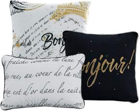 img 1 attached to 🗼 Sapphire Home 7 Piece King Comforter Set - Eiffel Tower Paris Theme - Bed Cover and Bed in a Bag - Black White Gold - Includes Shams, Bedskirt, Cushions - 7pc Comforter King Size - Paris Black/Gold