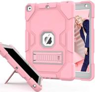 📱 zonefoker ipad 9th generation case - 3-in-1 heavy duty shockproof rugged cover for ipad 8th/7th generation 10.2 inch (2021/2020/2019) - stand & protect for kids/girls - pink/gray logo