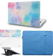 🌈 kecc rainbow mist 2 macbook air 13 inch case 2022 2021 2020 a2337 m1 a2179 touch id – protective hard shell + keyboard cover + sleeve + screen protector + laptop stand logo