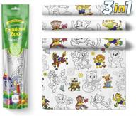 children's 3-piece zoo animals coloring tablecloth activity set – 3-in-1 large square color-in draw on table cloths logo