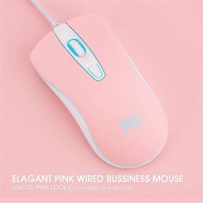img 3 attached to Проводная мышь Rii RM105: RGB оптическая 1600 DPI офисная мышь для ПК, ноутбука и настольного компьютера - розовая.