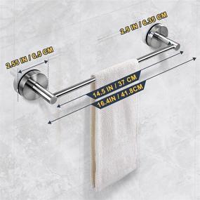 img 2 attached to 🚿 SUS304 Stainless Steel Shower Towel Bar with Suction Cups - Waterproof and Rust-Resistant Bath Towel Holder for Easy Installation - Movable and Perforation-Free Bath Towel Storage Rod (17-inch Silver Brushed Nickel)