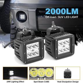 img 1 attached to 🚙 DODGE RAM 1500/2500/3500 Side Hood LED Cube Lights Mounting Kit with Dasen LED Mount Brackets and Wiring - 3 Inch 18W Cube Lights