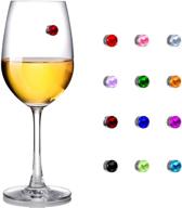 🍷 vibrant crystal magnetic drink markers: set of 12 for wine glass, champagne flutes, cocktails, martinis logo