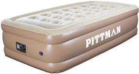 img 4 attached to Pittman Outdoors Comfort Series Indoor Air Mattress with Built-in Electric Air Pump, Twin - 18-Inches Height, Tan