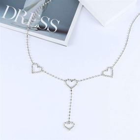 img 3 attached to 💖 Boho Silver Love Waist Chain Rhinestone Heart Belly Chains: Sparkling Crystal Body Jewelry for Women and Girls - Summer Edition