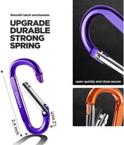 img 3 attached to 🔒 Gimars Durable 2 Inch Carabiner Clips 20 Pcs Assorted Colors D Shape Spring-Loaded Gate Aluminum Carabiner Keychain for Home, Camping, Hiking, Fishing, Bottle, Backpack - Improved Design