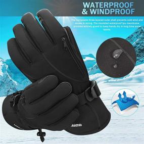 img 1 attached to 🧤 Waterproof Windproof Ski Gloves: Stay Warm, Dry, and Comfy in Winter Season! Ideal for Snowboarding, Skiing, and Cold Weather Activities. Unisex Breathable Snow Gloves with Touchscreen Compatibility and Wrist Leashes.