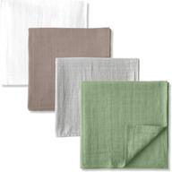 👶 mozah organic muslin swaddle blanket - set of 4 extra large soft 47x47 inches - gender neutral newborn blanket or muslin receiving blankets - brown green grey white solid colors: comfort for your baby logo
