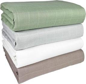 img 3 attached to 👶 MOZAH Organic Muslin Swaddle Blanket - Set of 4 Extra Large Soft 47x47 Inches - Gender Neutral Newborn Blanket or Muslin Receiving Blankets - Brown Green Grey White Solid Colors: Comfort for Your Baby