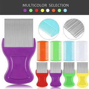 img 2 attached to 🪱 Flea Lice Comb Set - 8-Piece Double Sided Lice Removal Combs for Effective Hair Grooming with Metal Teeth (Orange, Blue, Purple, White)