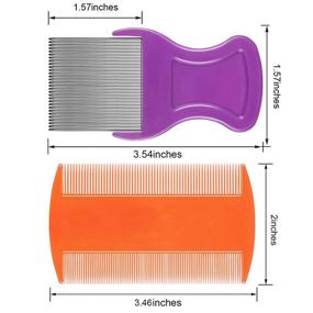 img 3 attached to 🪱 Flea Lice Comb Set - 8-Piece Double Sided Lice Removal Combs for Effective Hair Grooming with Metal Teeth (Orange, Blue, Purple, White)