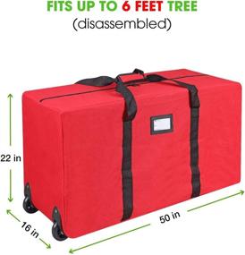 img 2 attached to 🎄 Primode Large Christmas Tree Storage Bag | Fits Up to 7.5 Ft. Tall Holiday Trees | 22" H X 16" W X 50" L | Heavy-Duty Container with Wheels & Handles (Red)