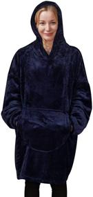 img 4 attached to 🧥 Softan Flannel Fleece Hoodie Blanket Sweatshirt: Super Soft, Warm, and Cozy Giant Hoody with Large Front Pocket - Navy